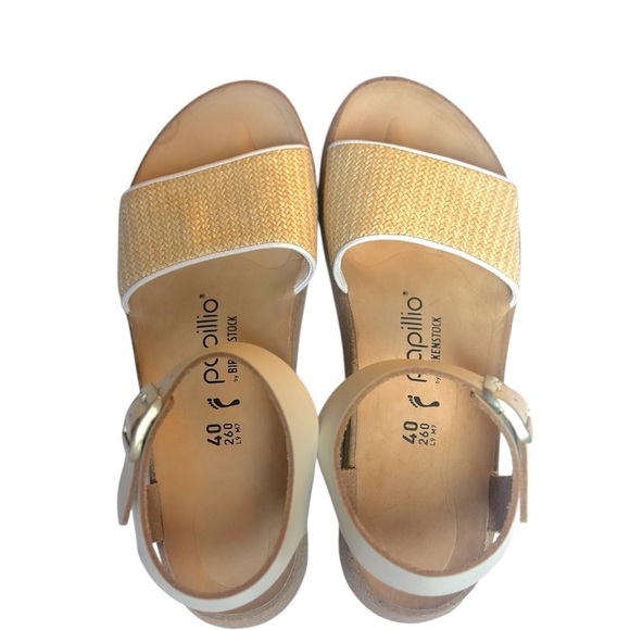 Birkenstock Papillio White and Tan Wedge Strappy Sandals Size 40, NEW - Picture 11 of 16